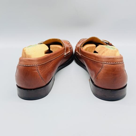 Cole Haan Shoes Mens 9 Brown Leather Kiltie Loafers Monk Strap Moc Toe Dress - Picture 7 of 12